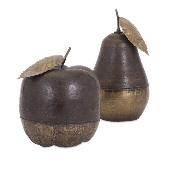 Picture of WOOD AND BRASS APPLE AND PEAR