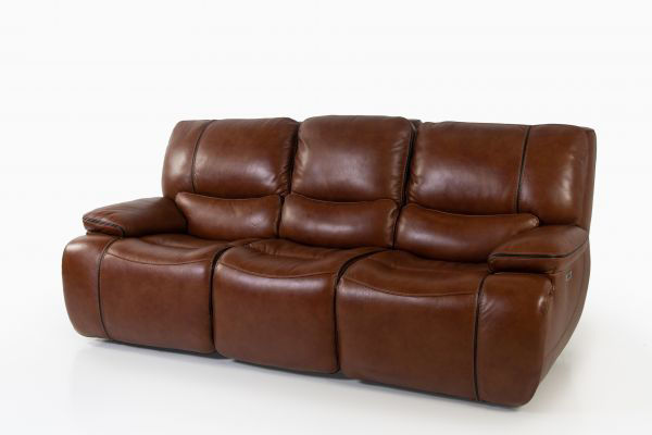 Stampede Chestnut Leather Power Sofa By, Simon Li Leather Sofa Reviews