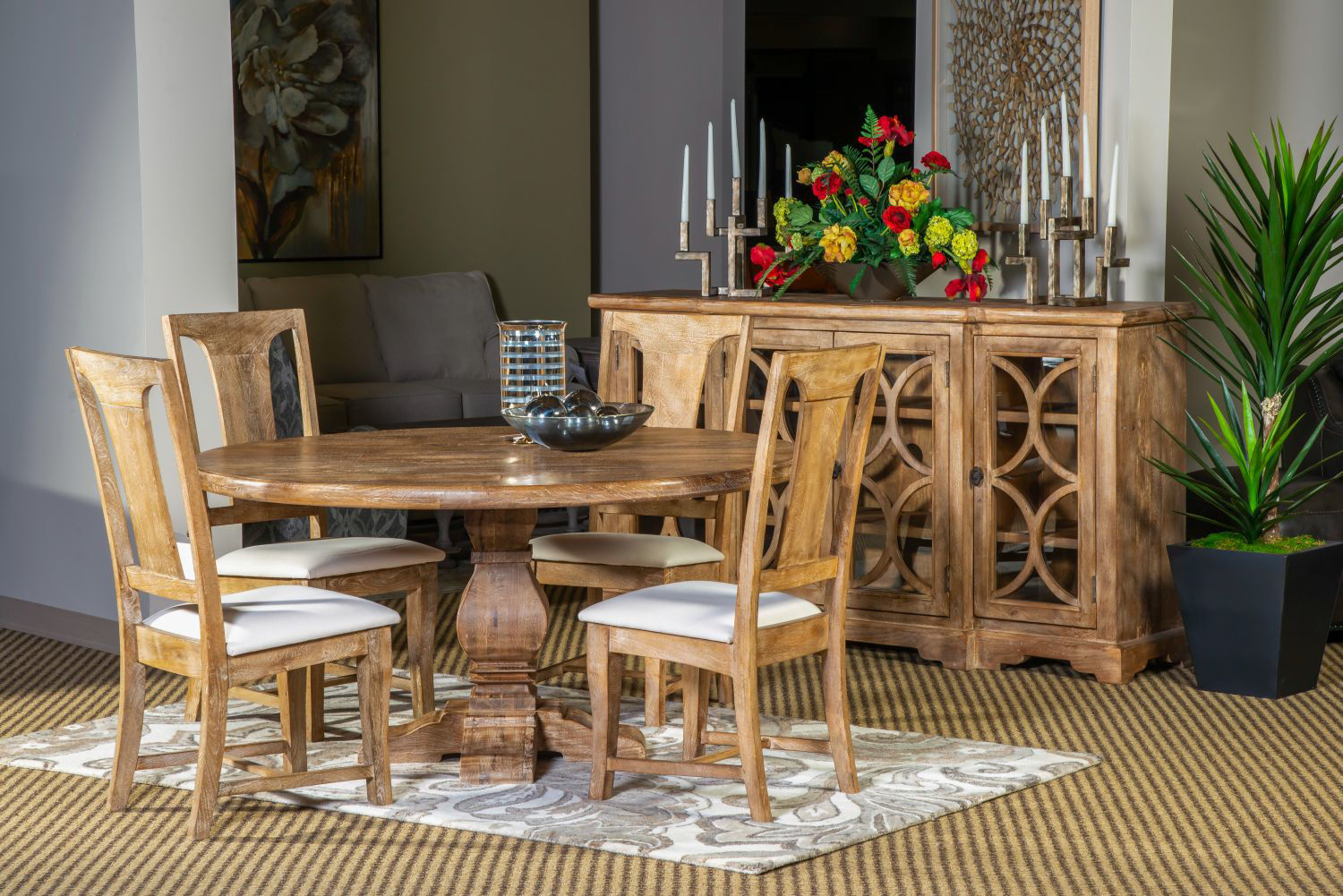 San Rafael Round Dining Table Set By, Solid Wood Round Dining Table With 4 Chairs