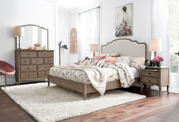 Provence Queen Upholstered Bedroom Set, Upholstered Headboard Queen Bedroom Sets