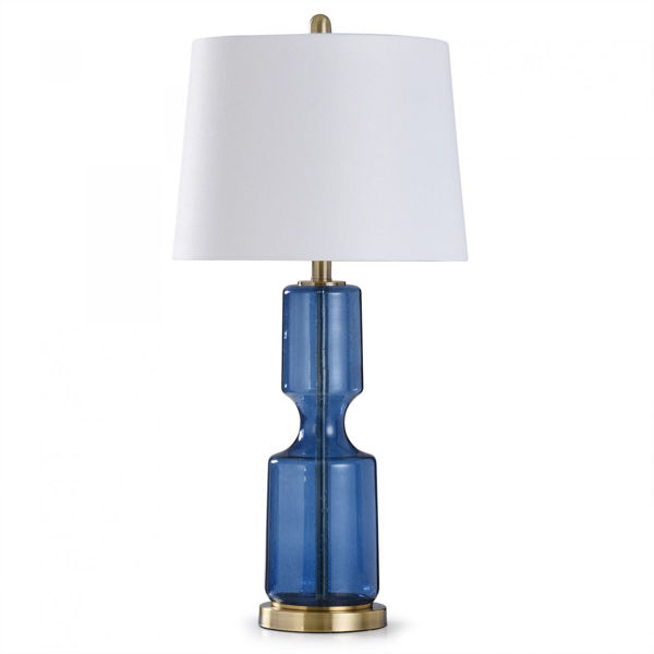 Picture of SEEDED NAVY TABLE LAMP