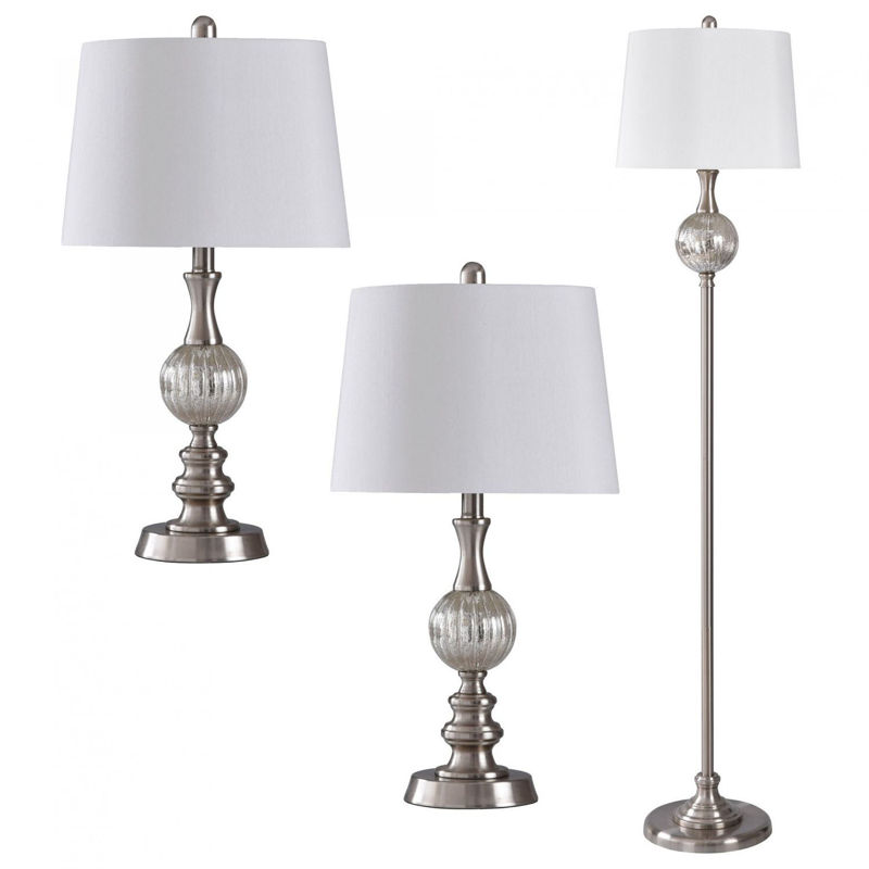 Picture of MERCURY GLASS AND BRUSHED STEEL LAMPS
