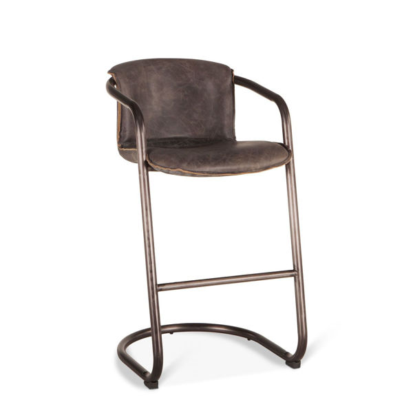 Picture of ANNECY ANTIQUE EBONY LEATHER BAR CHAIR