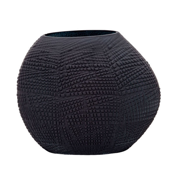 Picture of BLACK TEXTURED GLASS VASE