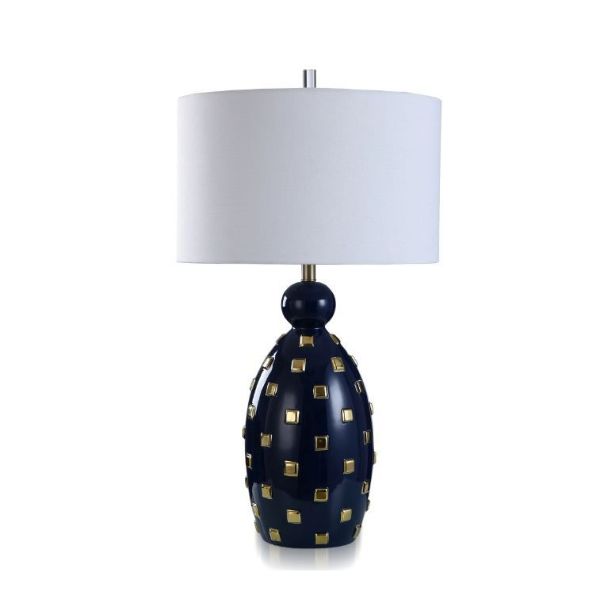 Picture of HAPPY NAVY/GOLD CERAMIC LAMP