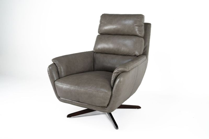 Picture of STALLION LIGHT GRAY ALL LEATHER SWIVEL CHAIR