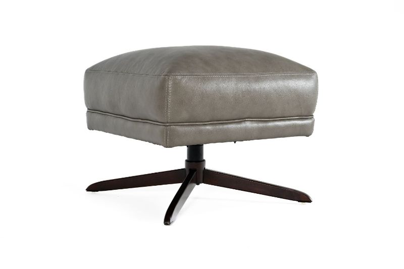 Picture of STALLION LIGHT GRAY LEATHER OTTOMAN