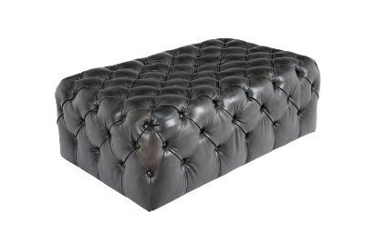 Picture of LONGHORN PEWTER ALL LEATHER OTTOMAN