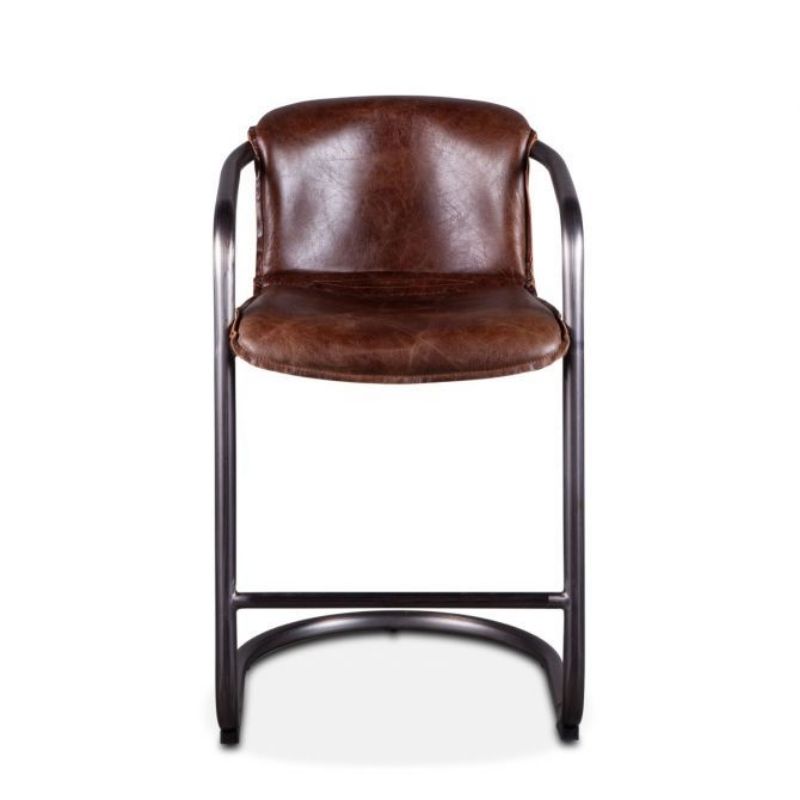 Picture of ANNECY GEISHA BROWN LEATHER COUNTER HEIGHT CHAIR