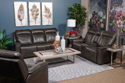 Picture of ODELL GREY LEATHER POWER RECLINING SET